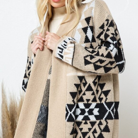 Aztec Print Inspired Boho Sweater Cardigan - Picture 5 of 7